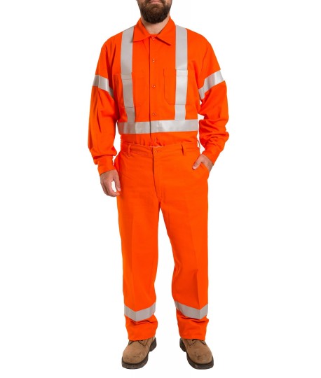 Chemise à manches longues haute visibilité, fermeture à boutons